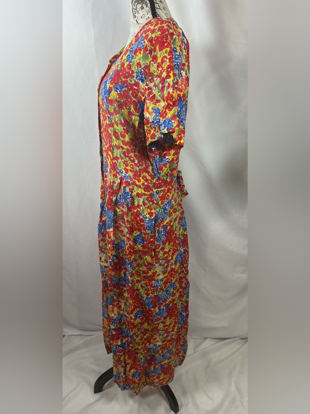 ZAZA Floral Multicolor Dress - Red, Blue & Yellow Bloom Print - Picture 3 of 10